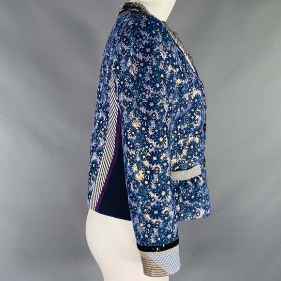 MARC JACOBS Blue Silver Acetate Blend Floral Jacket - Picture 3 of 8